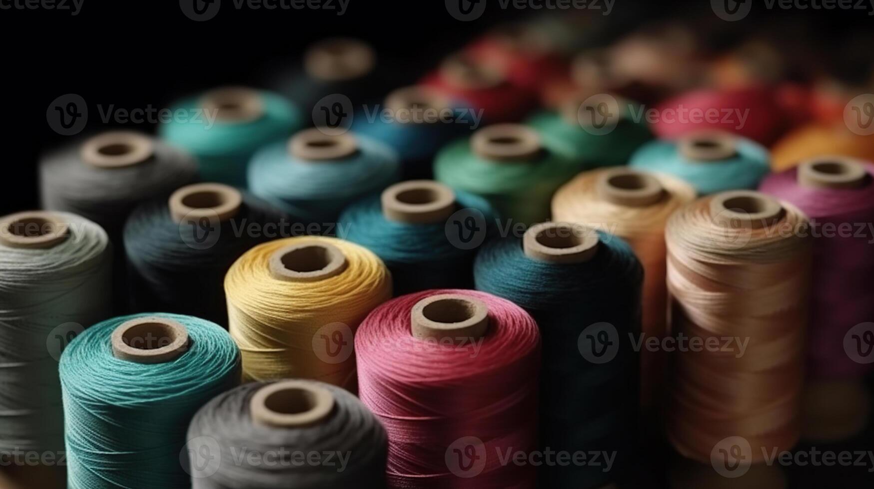 Colorful reels of threads, Image photo