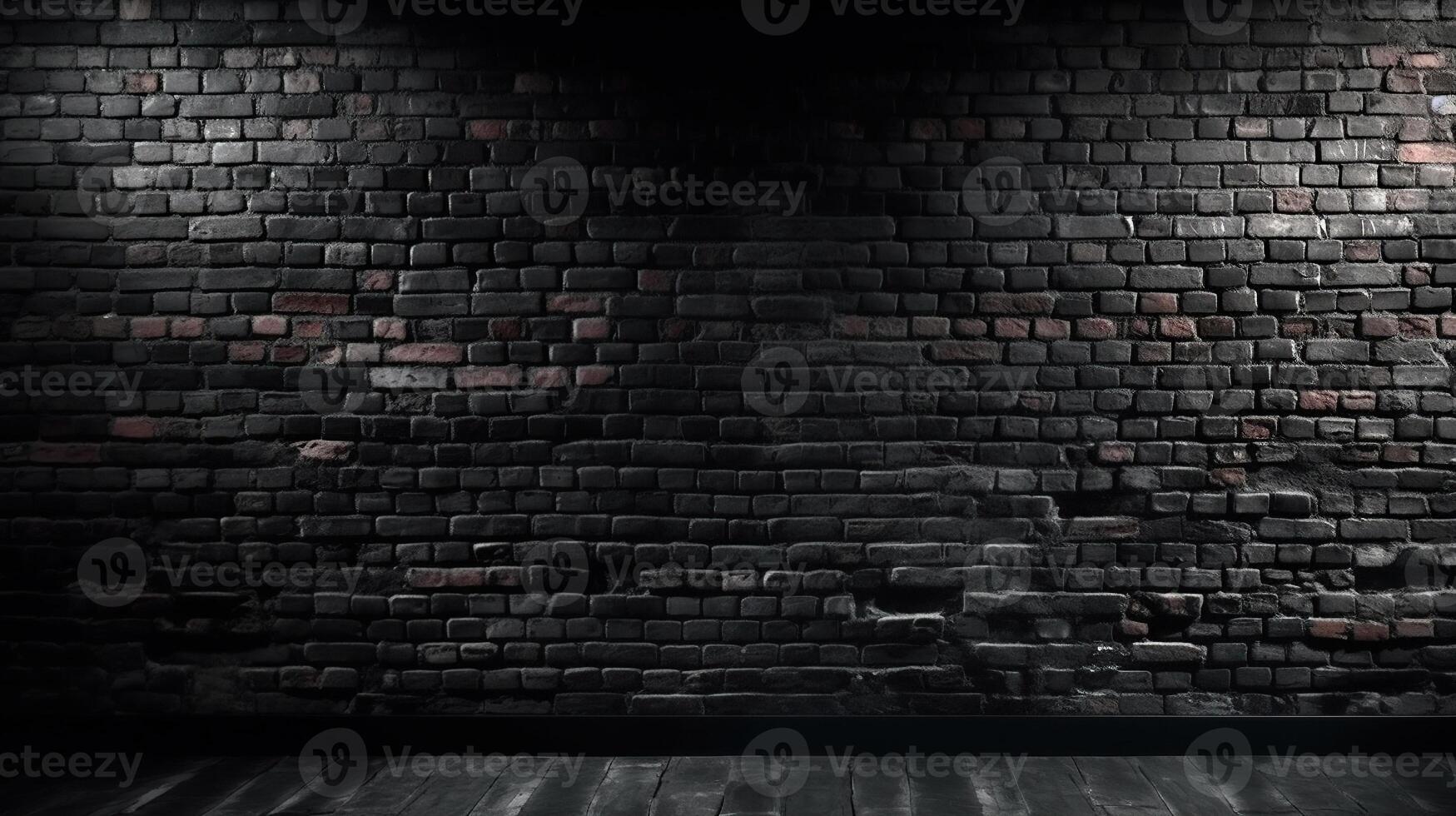 Black brick wall panoramic background, Image photo