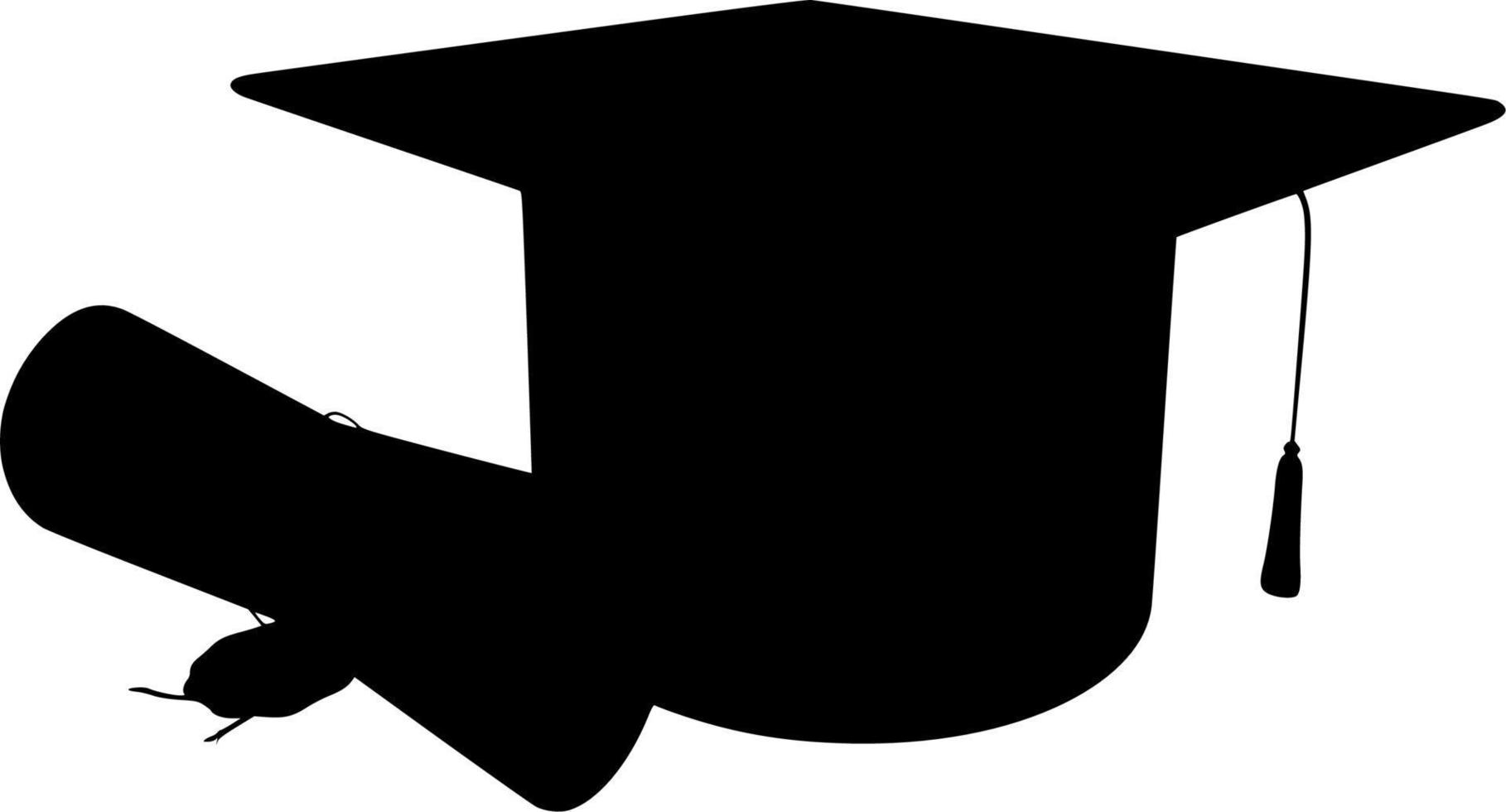 Vector silhouette of diploma hat on white background