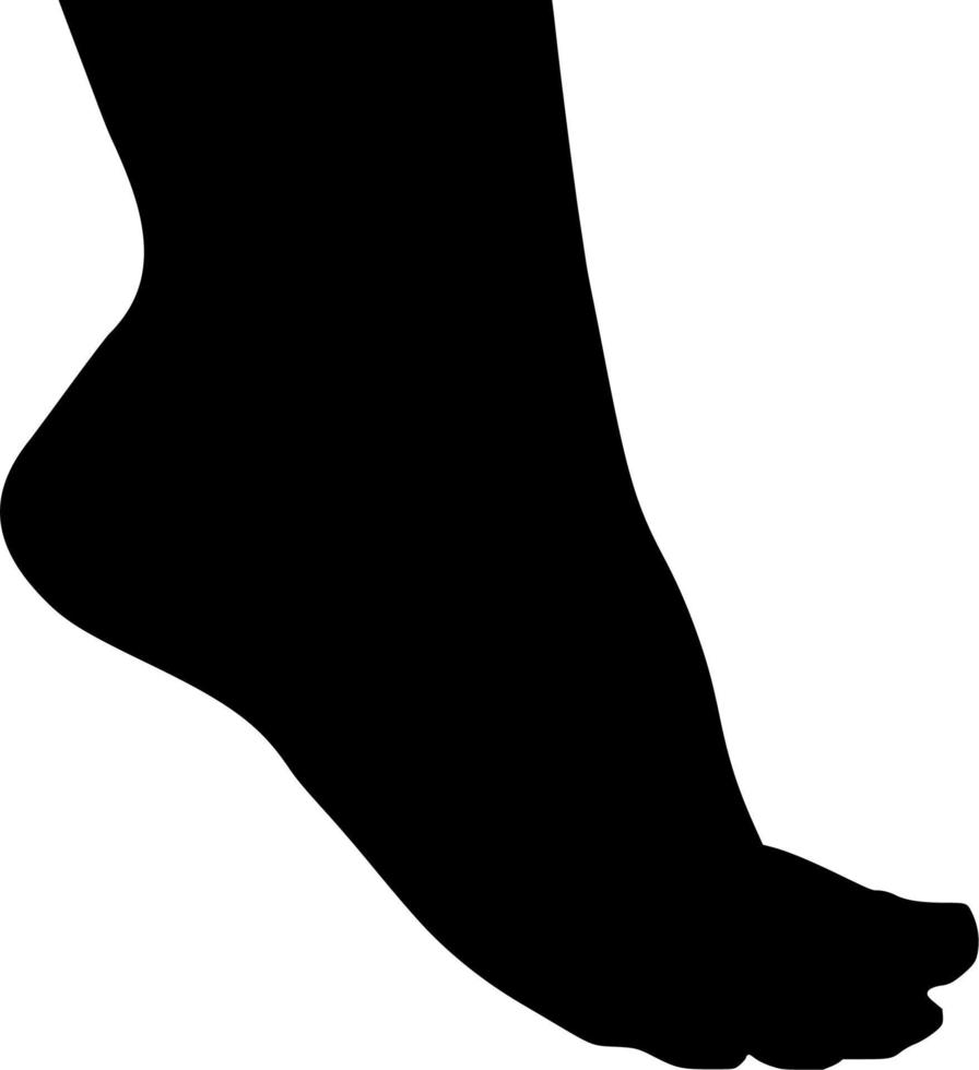 Vector silhouette of foot on white background