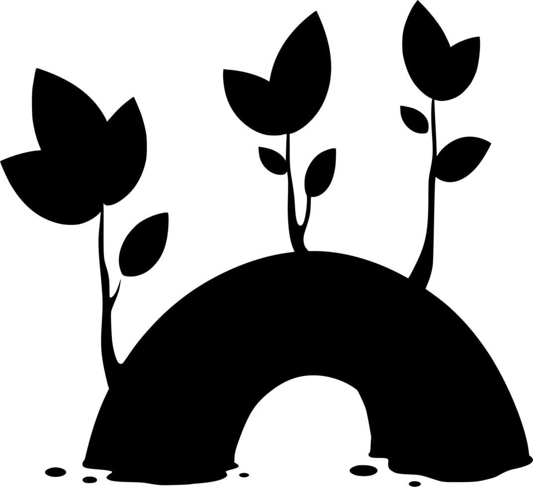 Vector silhouette of plant on white background