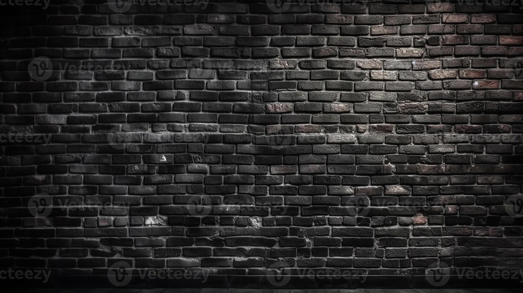 Black brick wall panoramic background, Image photo