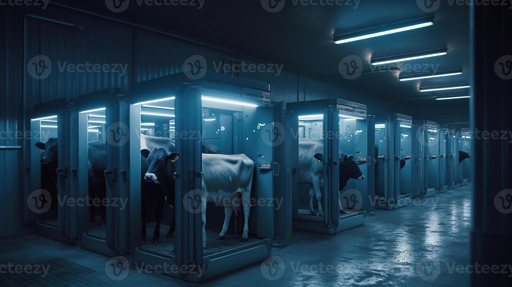 Cattle reproduction and calves being kept inside the box separately, image photo