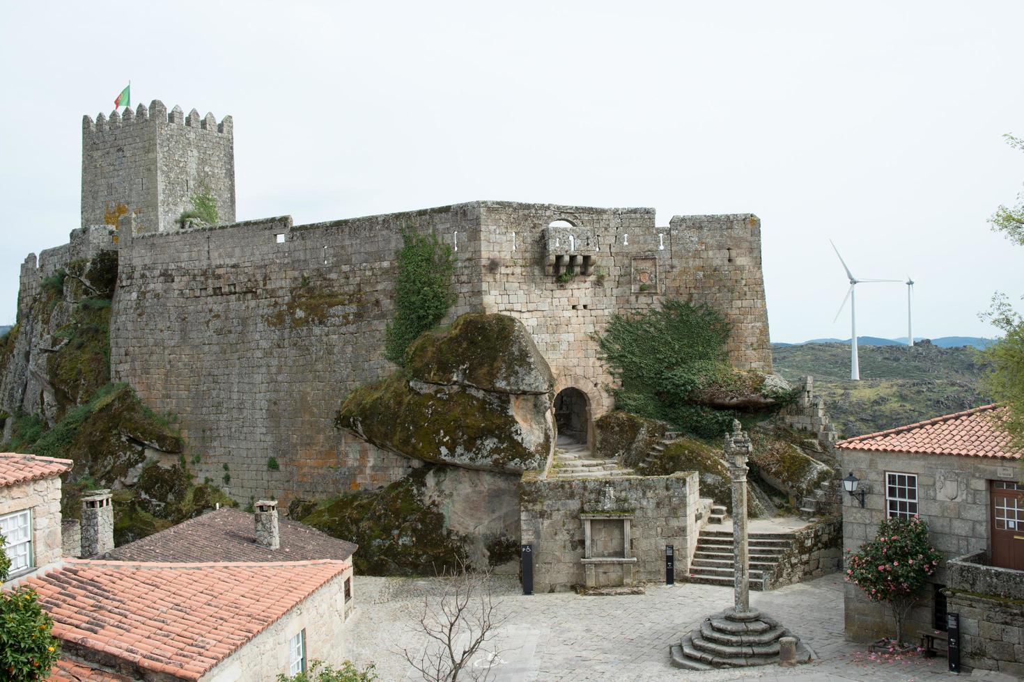 Wind power generation next to Sortelha castle photo