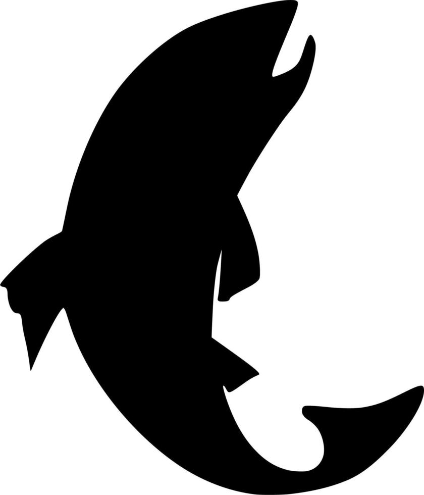 Vector silhouette of fish on white background