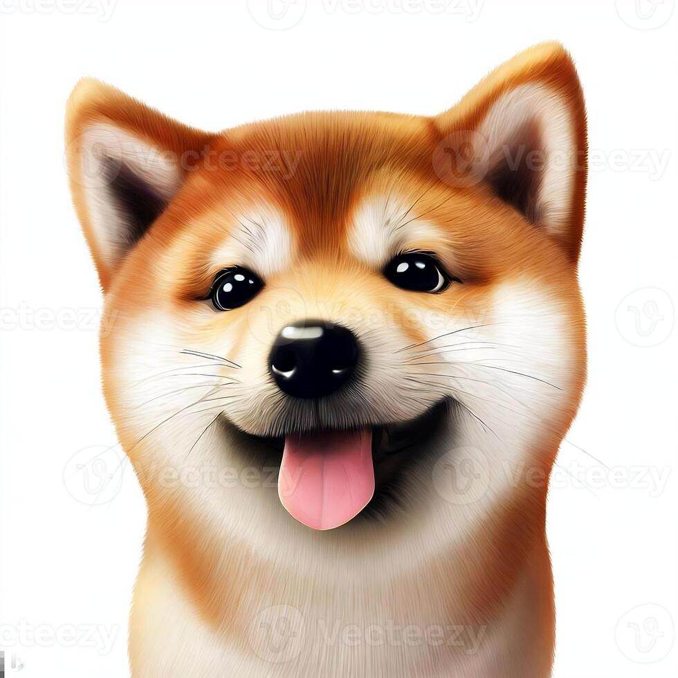 shiba inu meme perro, original ilustración, famoso meme dux dibujos animados en un 3d estilo con alto detallado generativo ai foto