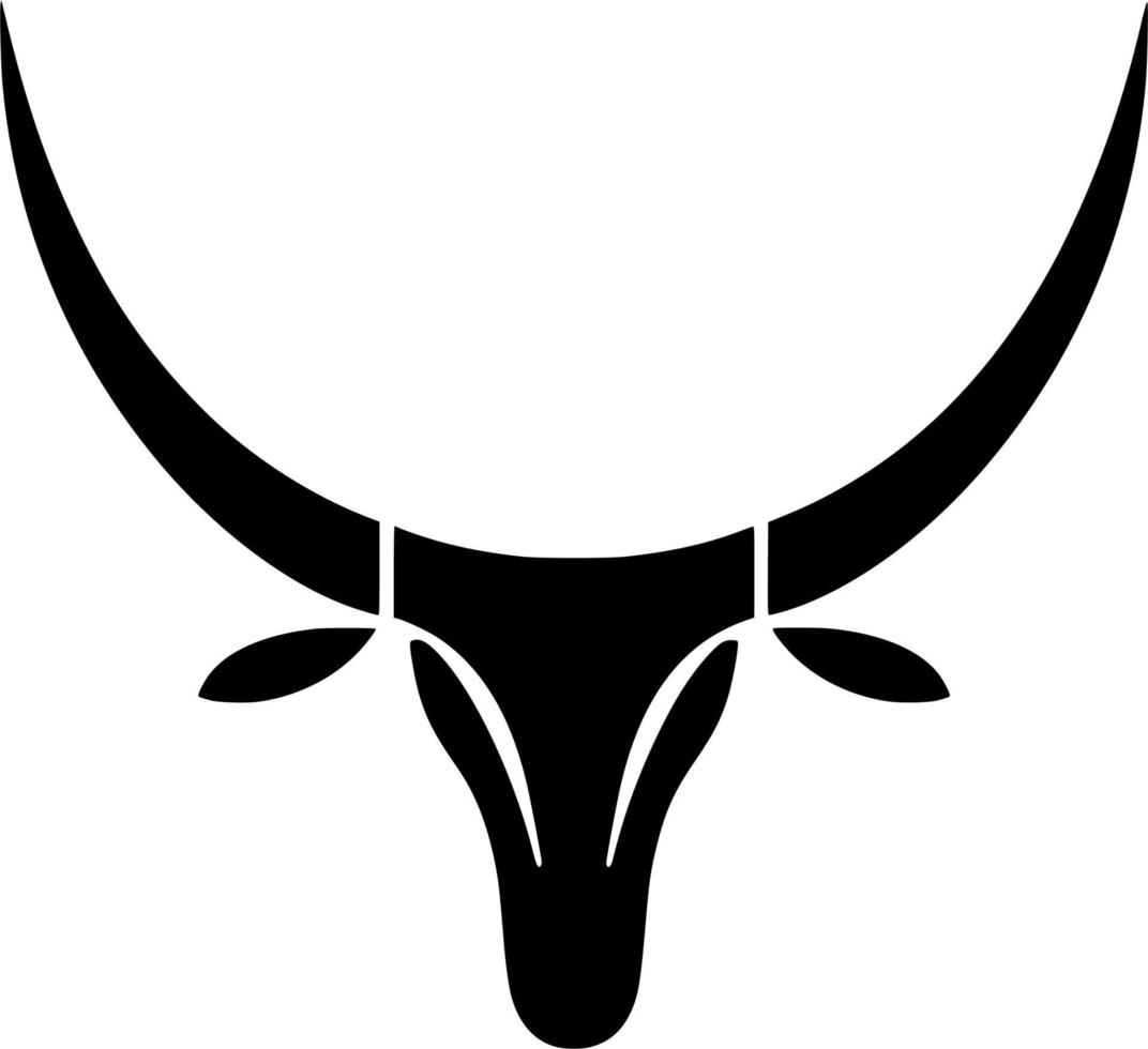 Vector silhouette of cattle head on white background