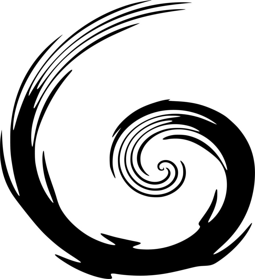 Vector silhouette of bold spiral on white background