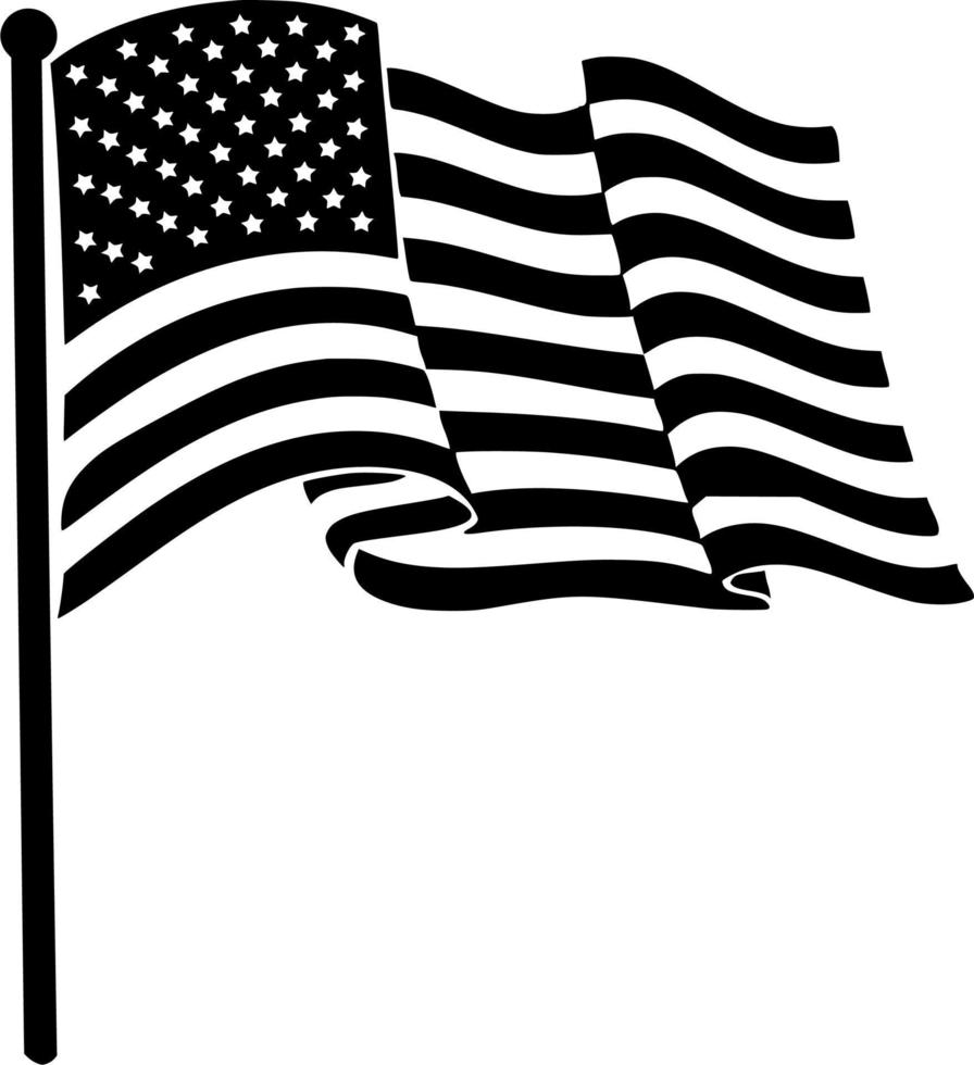 Vector silhouette of usa flag on white background