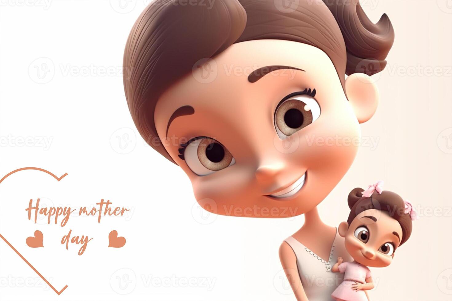 Happy mother day, mother with child 3d illustration on isolated background photo