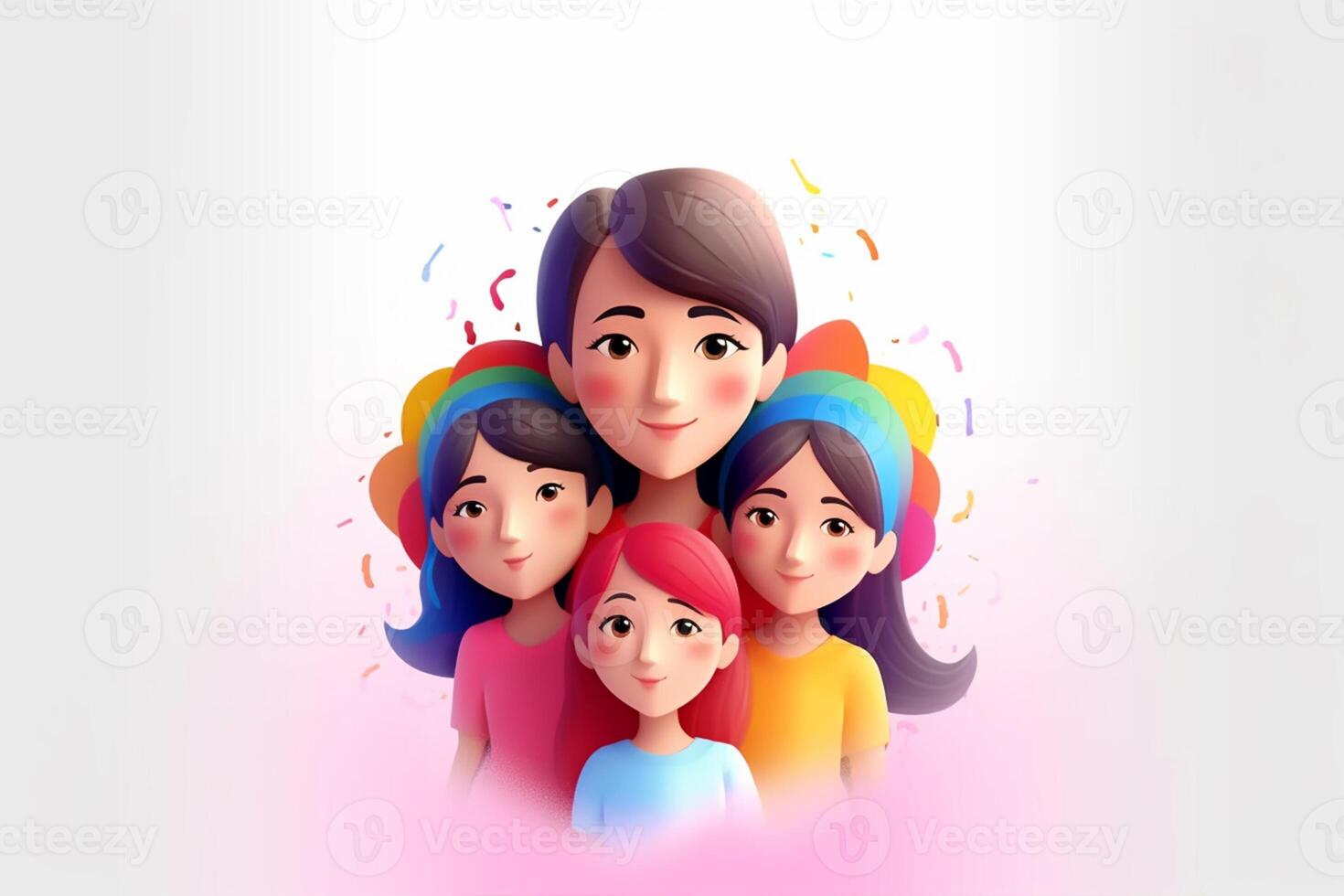 Happy mother day, mother with child 3d illustration on isolated background photo