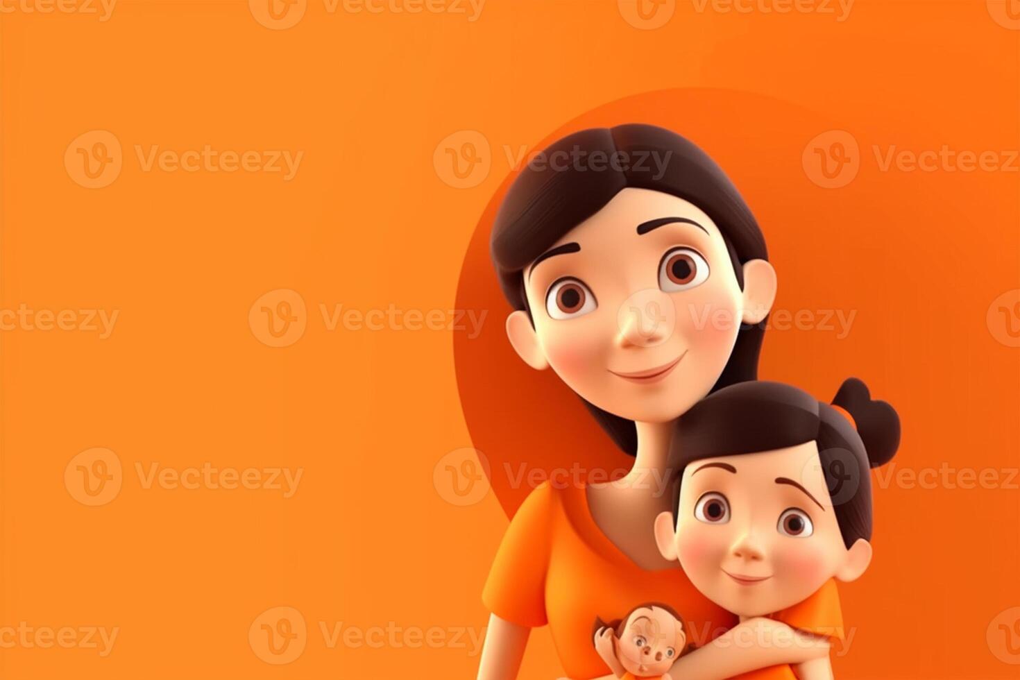 Happy mother day, mother with child 3d illustration on isolated background photo