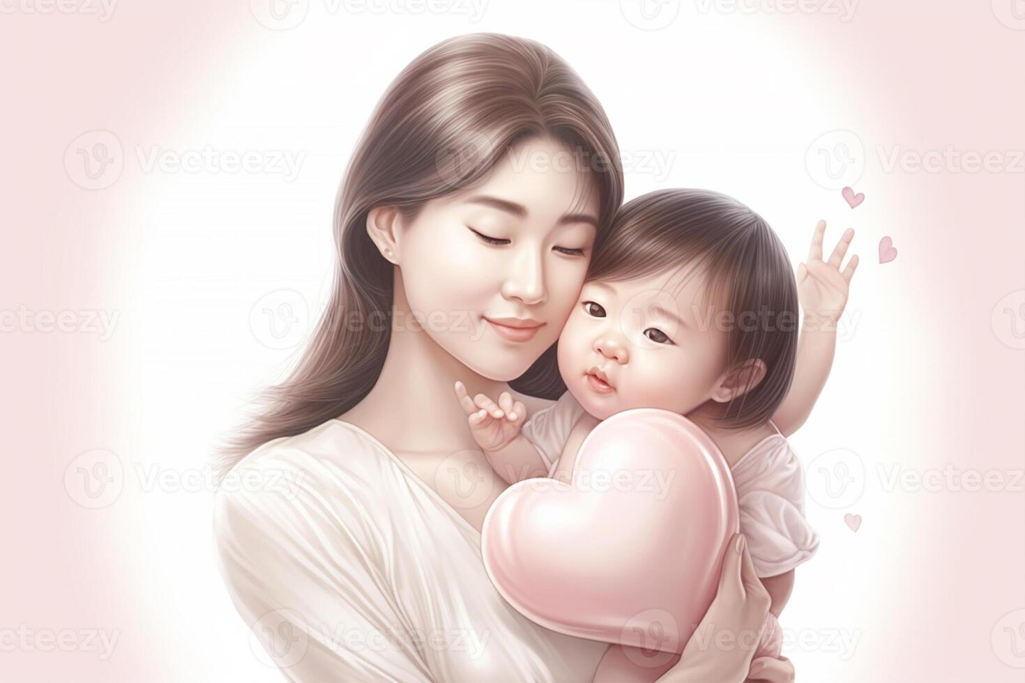 Happy mother day, mother with child 3d illustration on isolated background photo