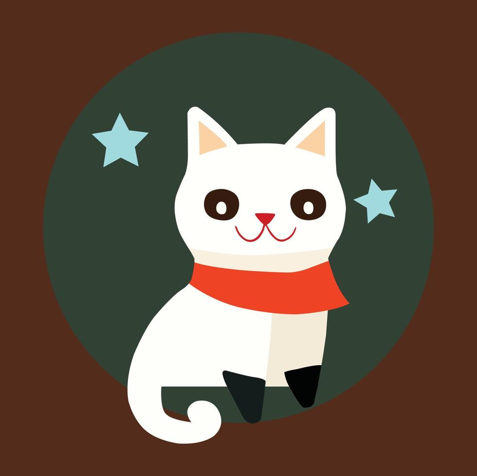 A Cute Cat Cartoon style Vector Illustration Icon
