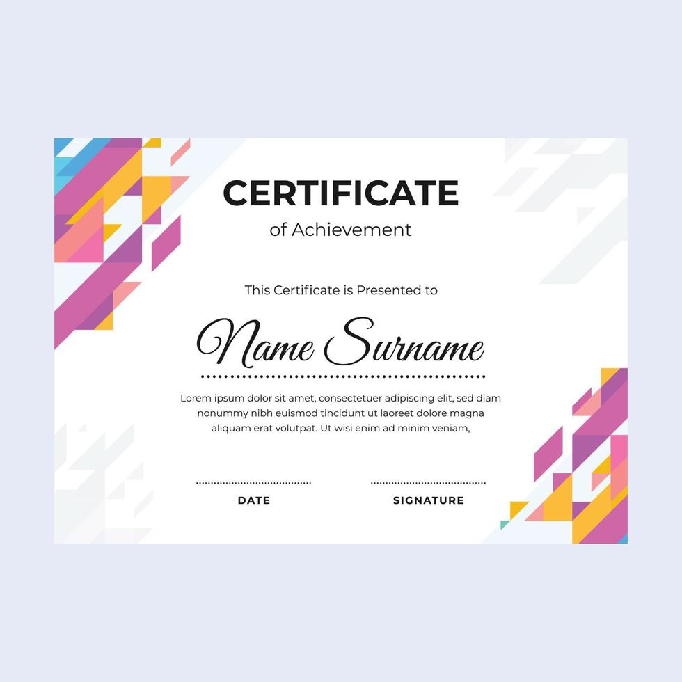Lowpoly certificate of achievement suitable for awards in corporate, personal business, and community vector
