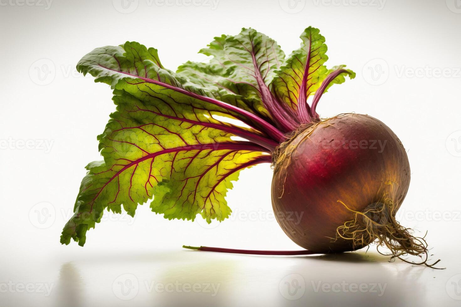 Fresco raíz de remolacha en un gris antecedentes con hojas. vegetal aislar. granja vitaminas ai generado. foto