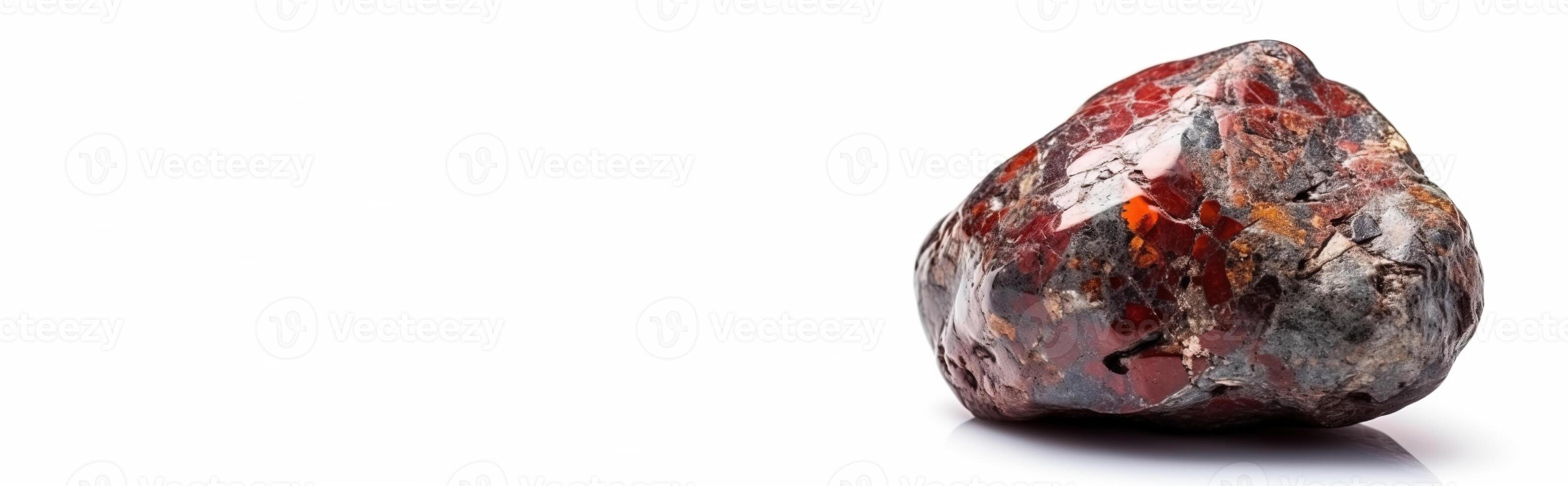 Painite is a rare precious natural stone on a white background. . Header banner mockup with space. photo