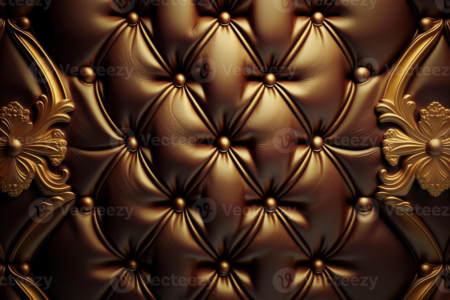 Close-up texture of furniture upholstery in fabric and leather with buttons, capitone style. . photo