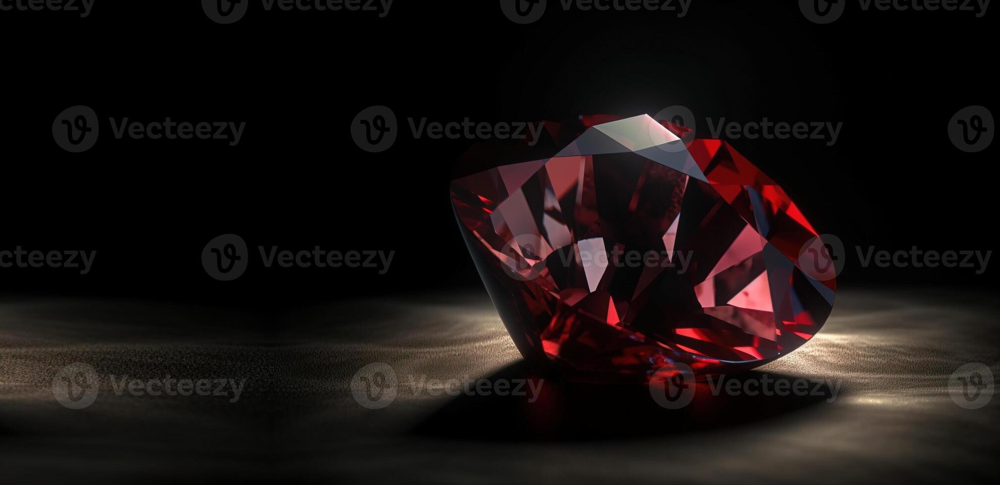 Red diamond is a rare precious natural stone on a black background. . Header banner mockup with space. photo