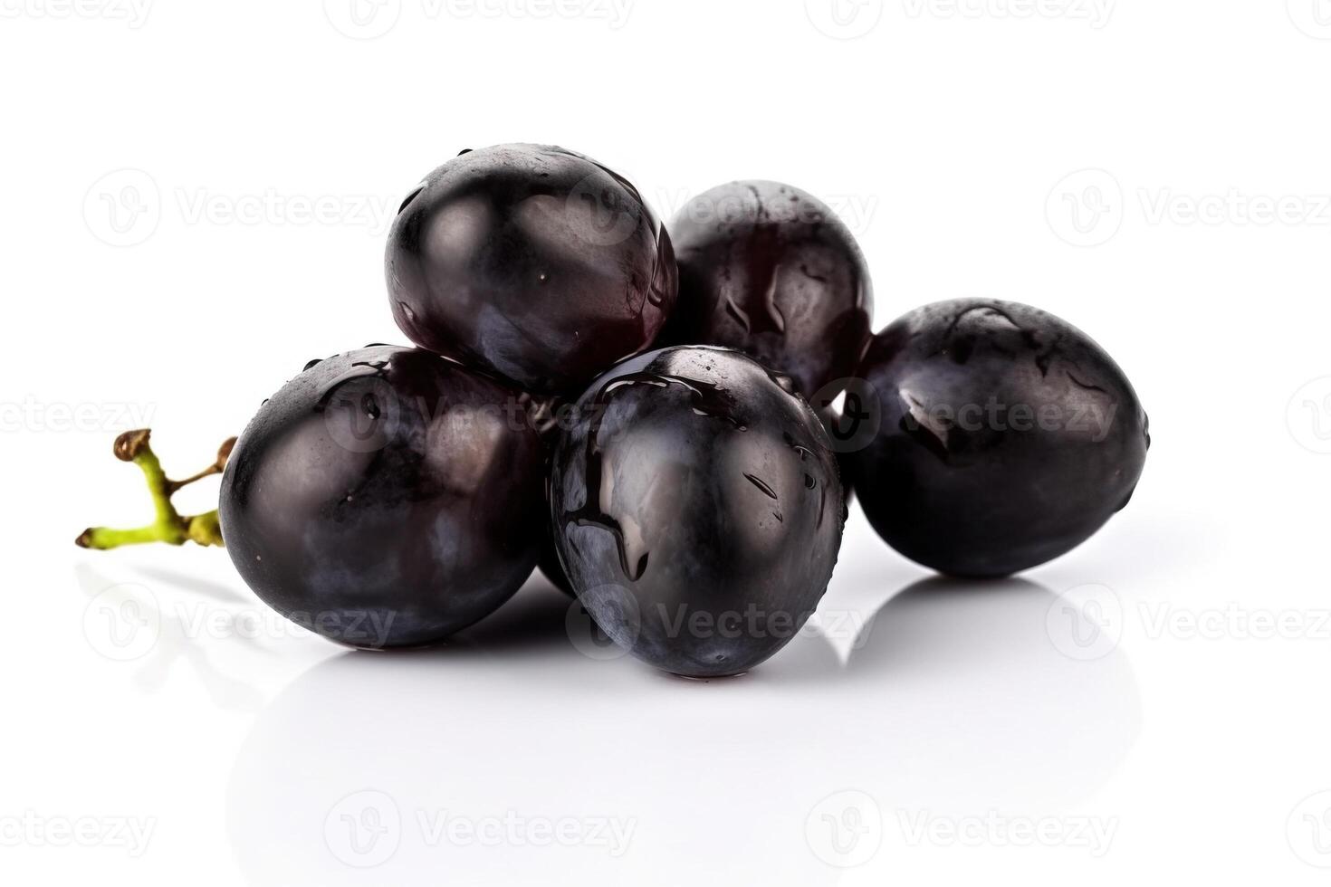 Vine of fresh blue Black Corinthian grapes, isolate on white background. Sprig of organic natural food. . photo