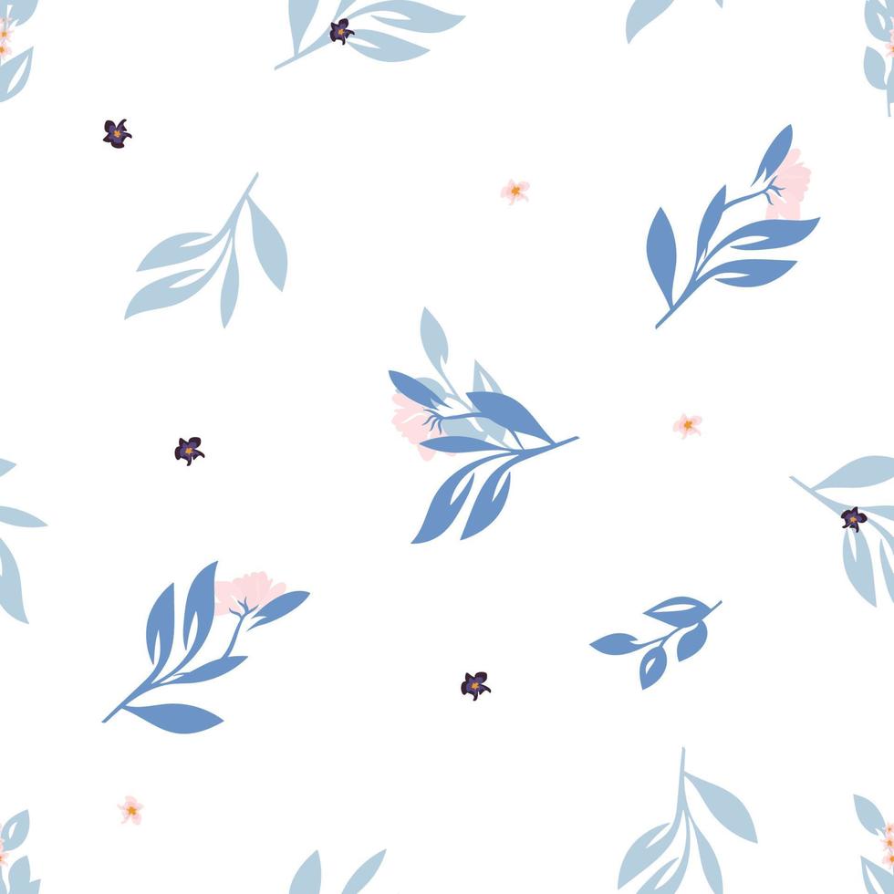 seamless pattern with blue flowers on a whiter background vector