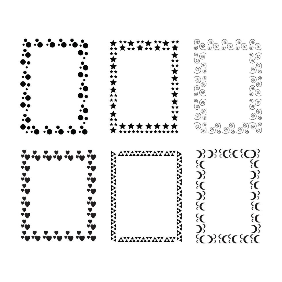 set of six frames borders isolated on white background vector