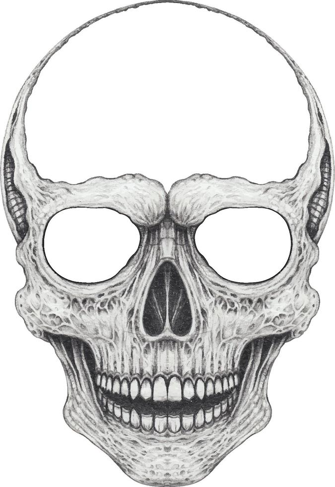 Art surreal skull. Hand drawing and make graphic vector. vector
