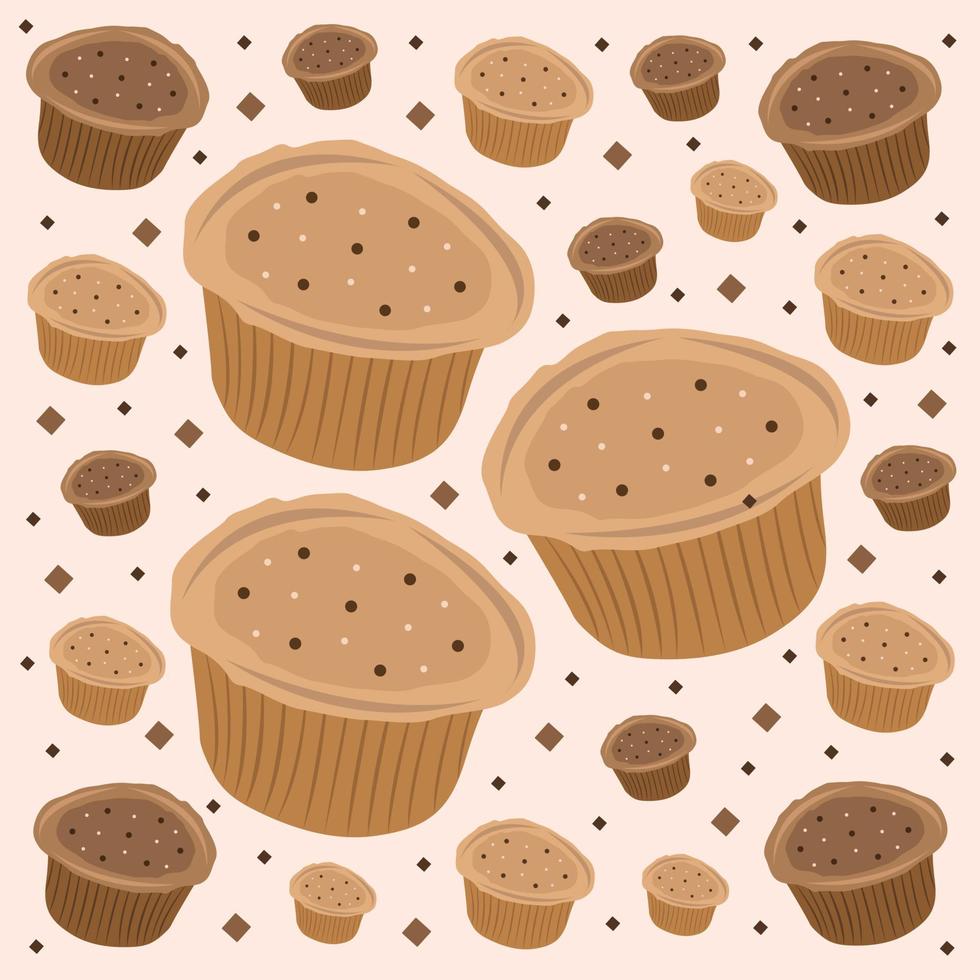 Homemade chocolate muffin vector illustration for graphic design and decorative element