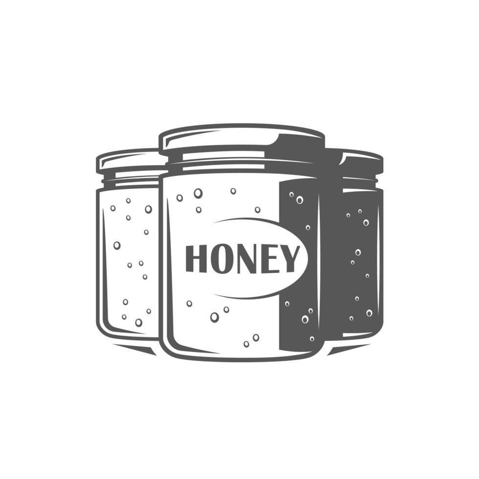 Jars of honey isolated on white background vector