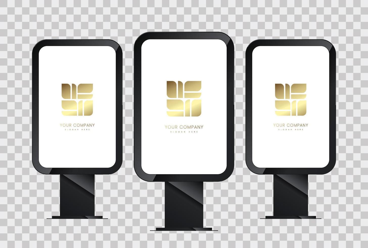 Groups of LED screen display mock up design and vertical blank template of LED display for outdoor lightboxes vector