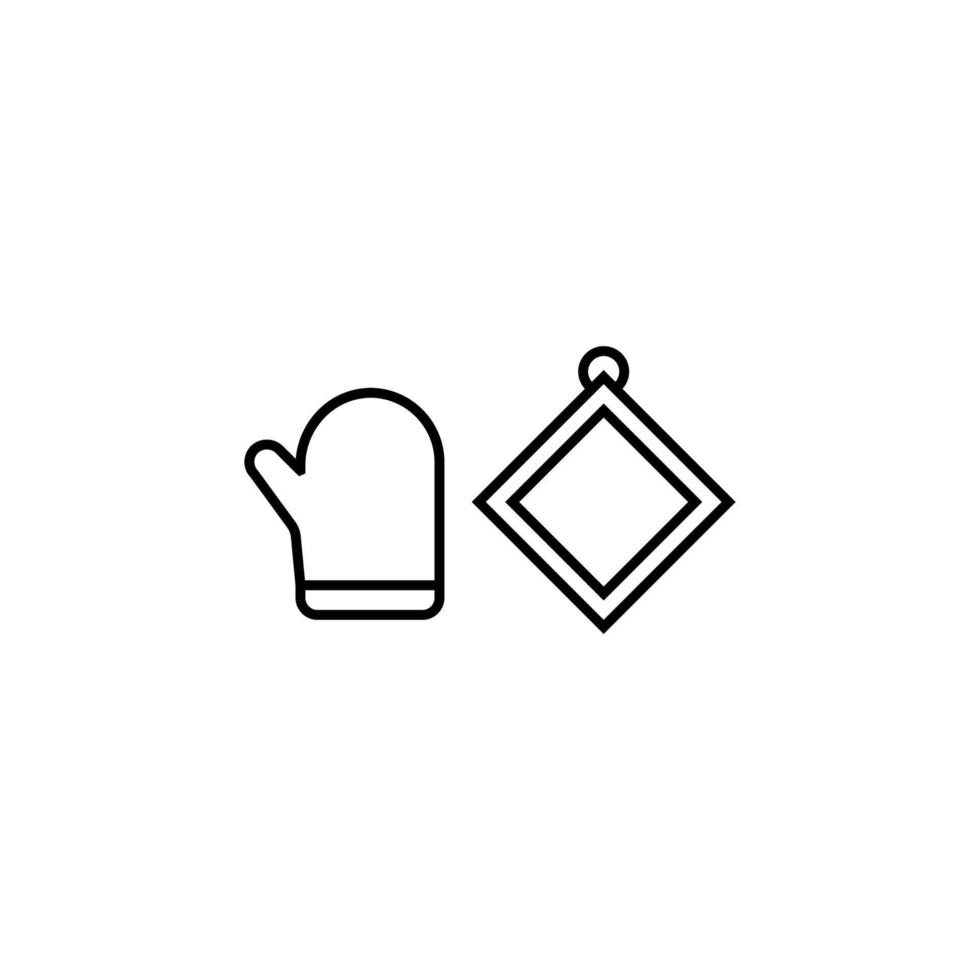 oven mitt simple line vector icon illustration