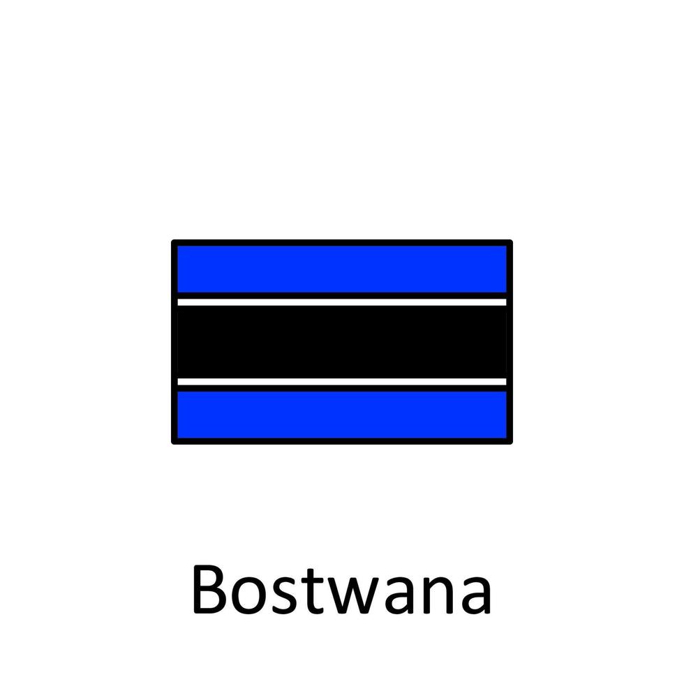 National flag of Botswana in simple colors with name vector icon illustration