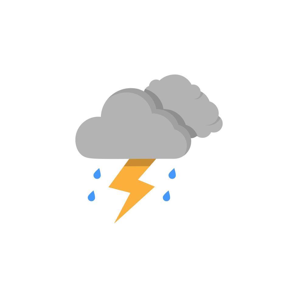 Cloud swarm rain drops lightning vector icon illustration