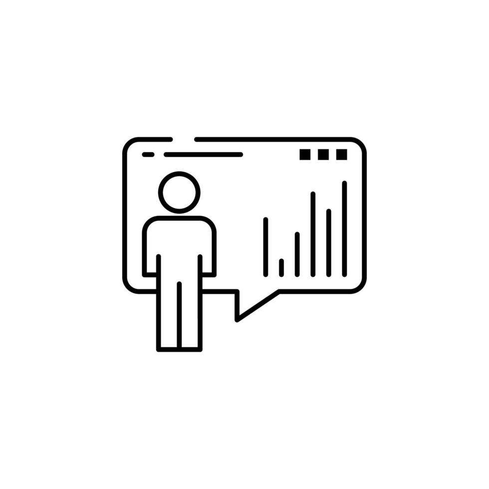 Analytics, board, man vector icon illustration