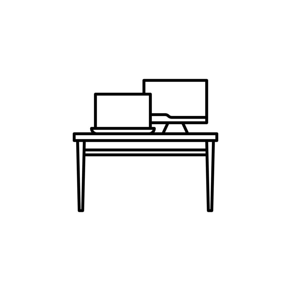 Workplace, work table vector icon illustration