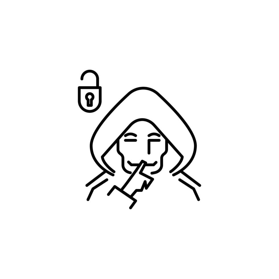 anonymus, hacker, lock vector icon illustration