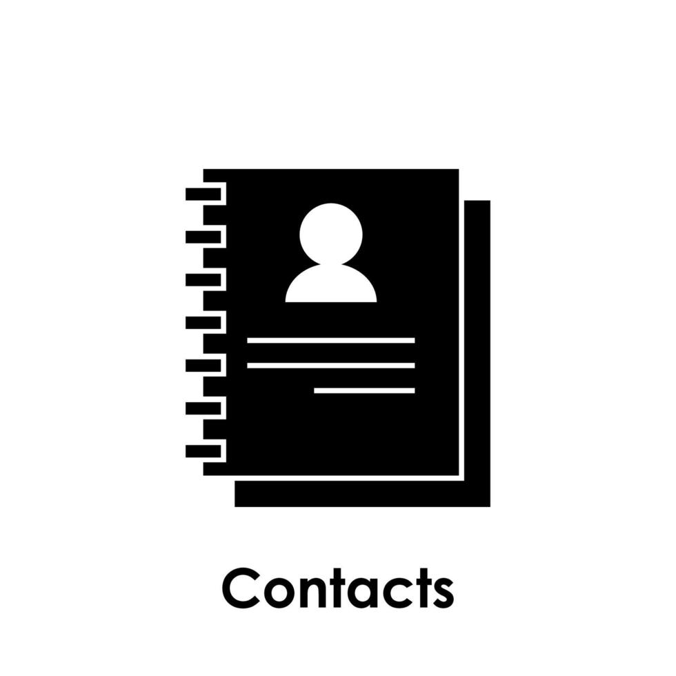 computadora portátil, contactos, usuario vector icono ilustración
