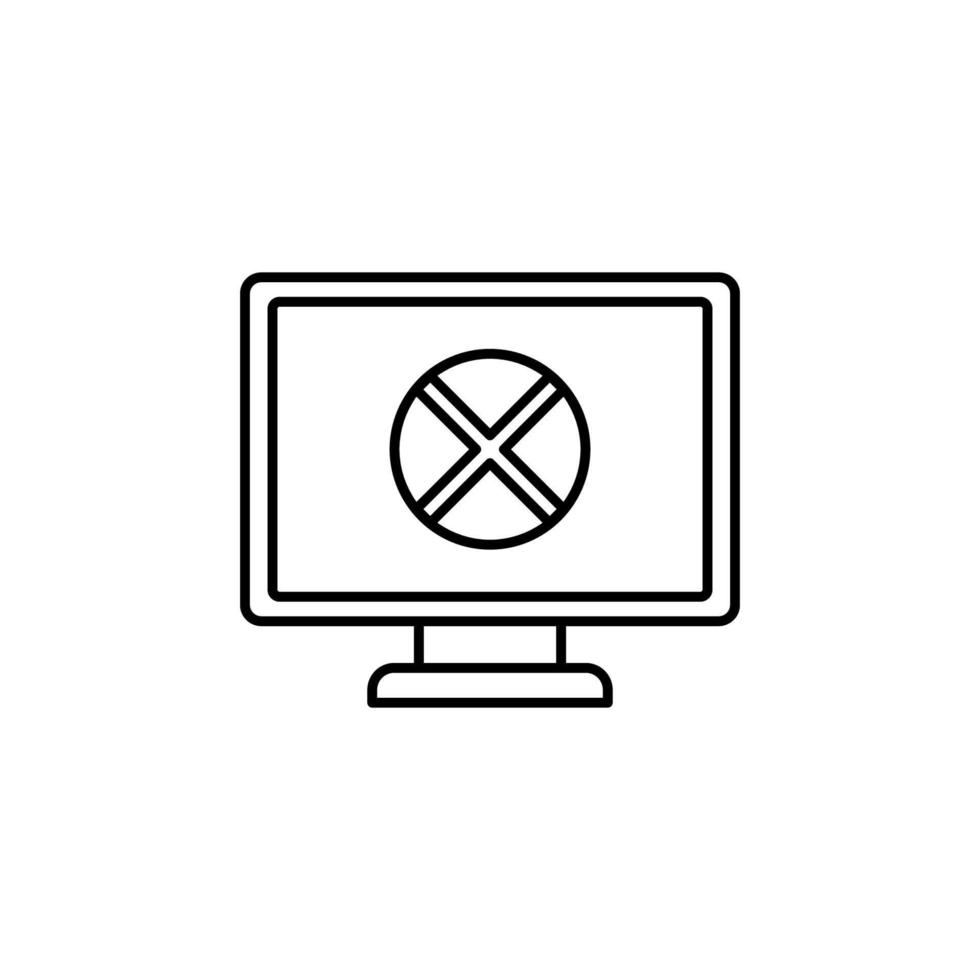 cross on the monitor line vector icon illustration