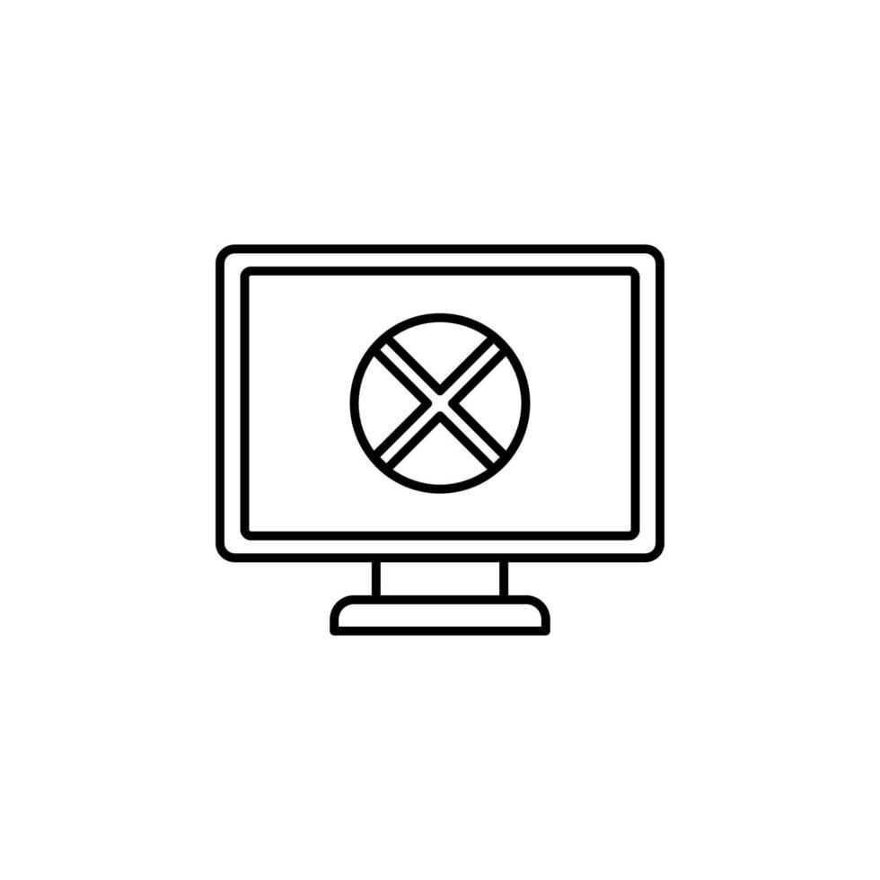 cross on the monitor line vector icon illustration