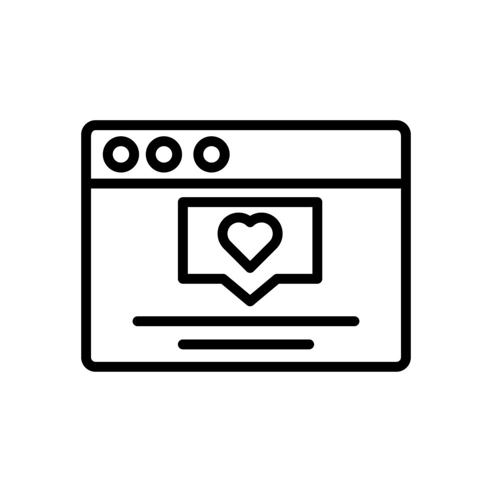 Browser, web site, heart, comment vector icon illustration