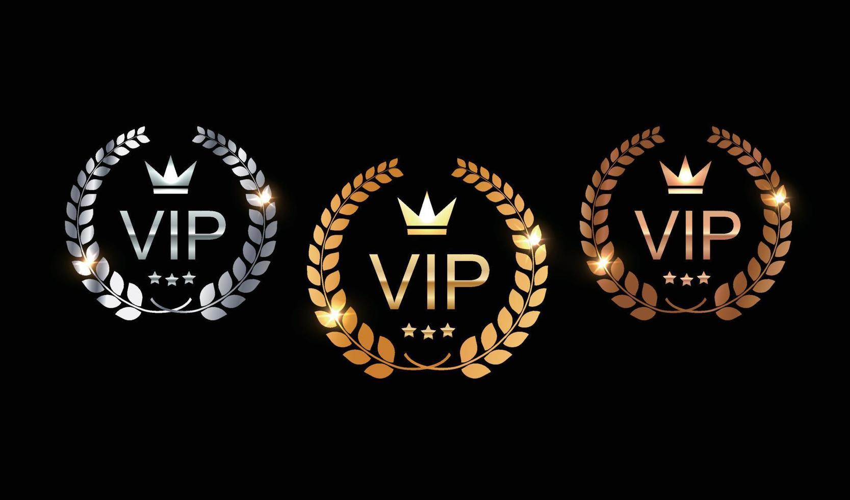 oro, plata y bronce VIP icon.membership tarjeta íconos vector set.vip invitación lujo antecedentes.