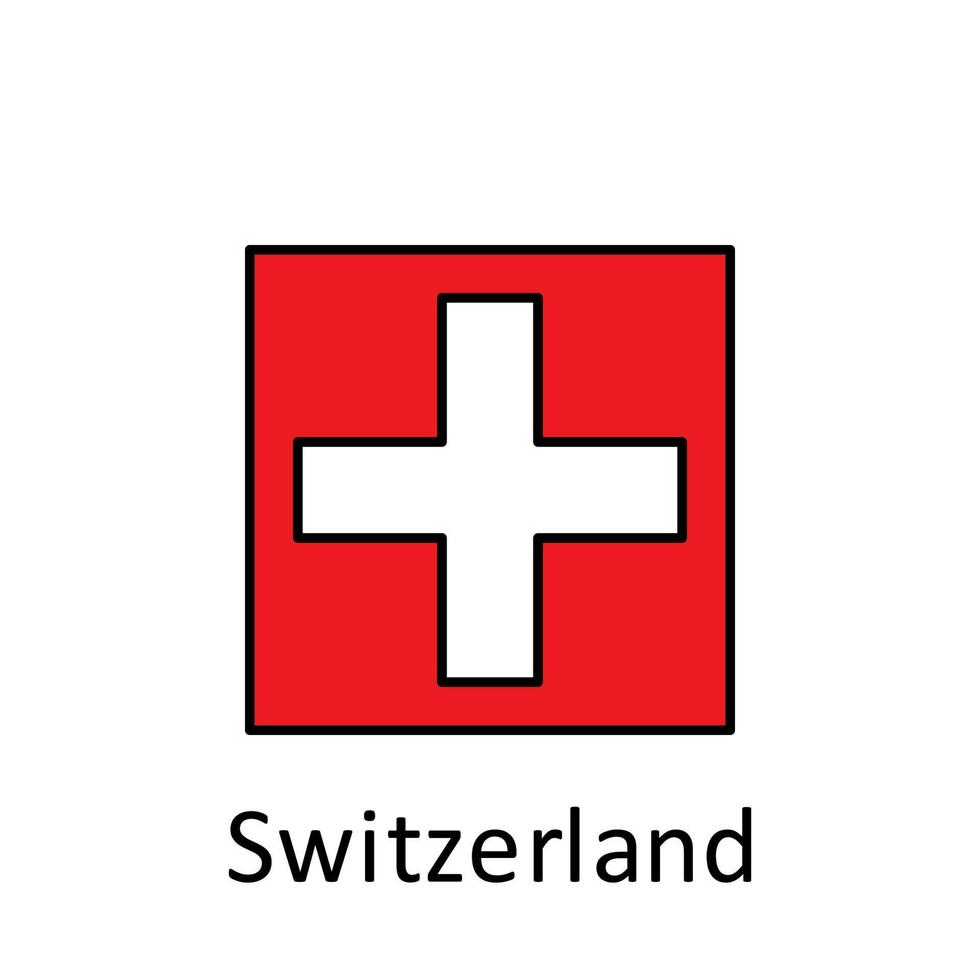National flag of Switzerland in simple colors with name vector icon illustration