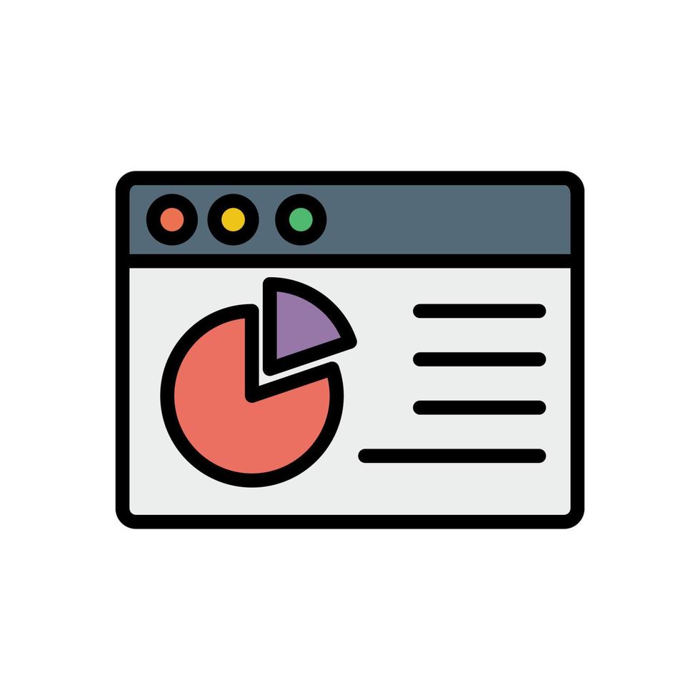 Browser, web site, pie, chart vector icon illustration