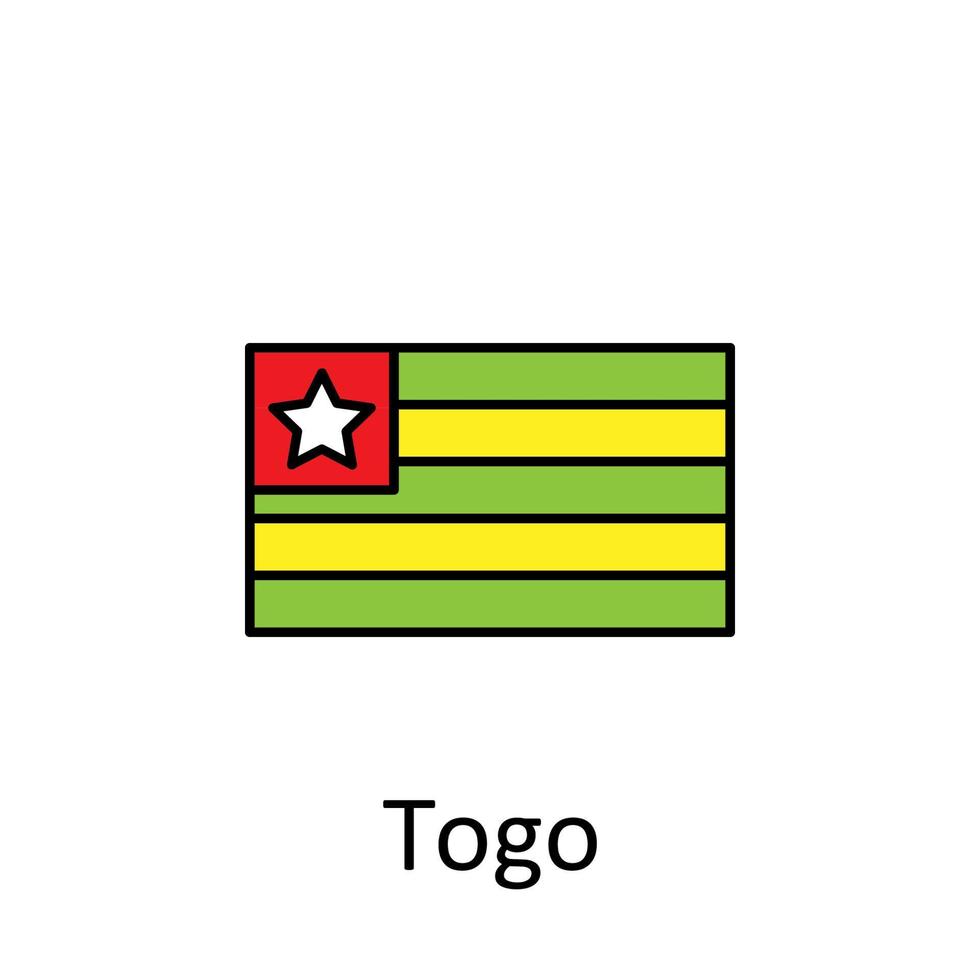 National flag of Togo in simple colors with name vector icon illustration