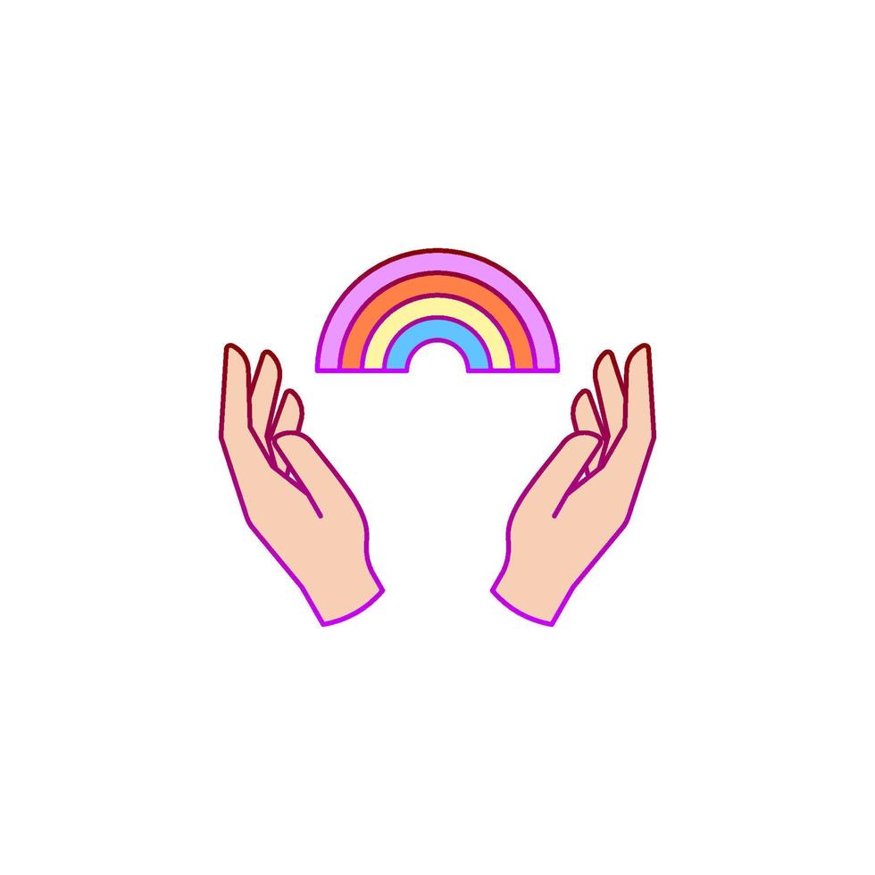 Hands, rainbow, pride vector icon illustration