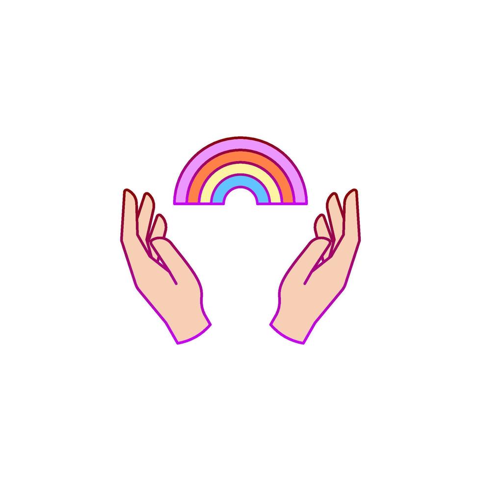 Hands, rainbow, pride vector icon illustration
