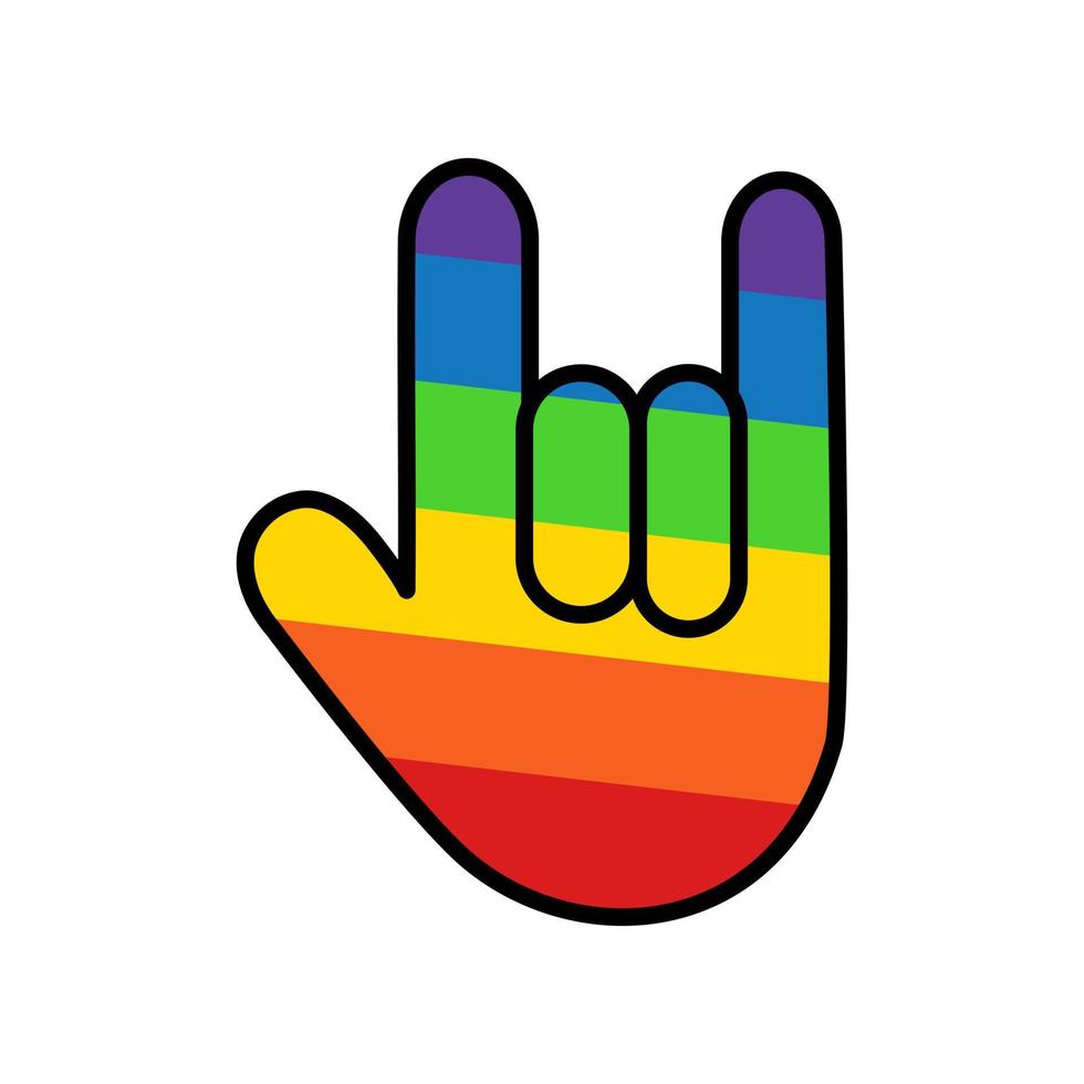 I Love You language hand sign icon with rainbow color. vector