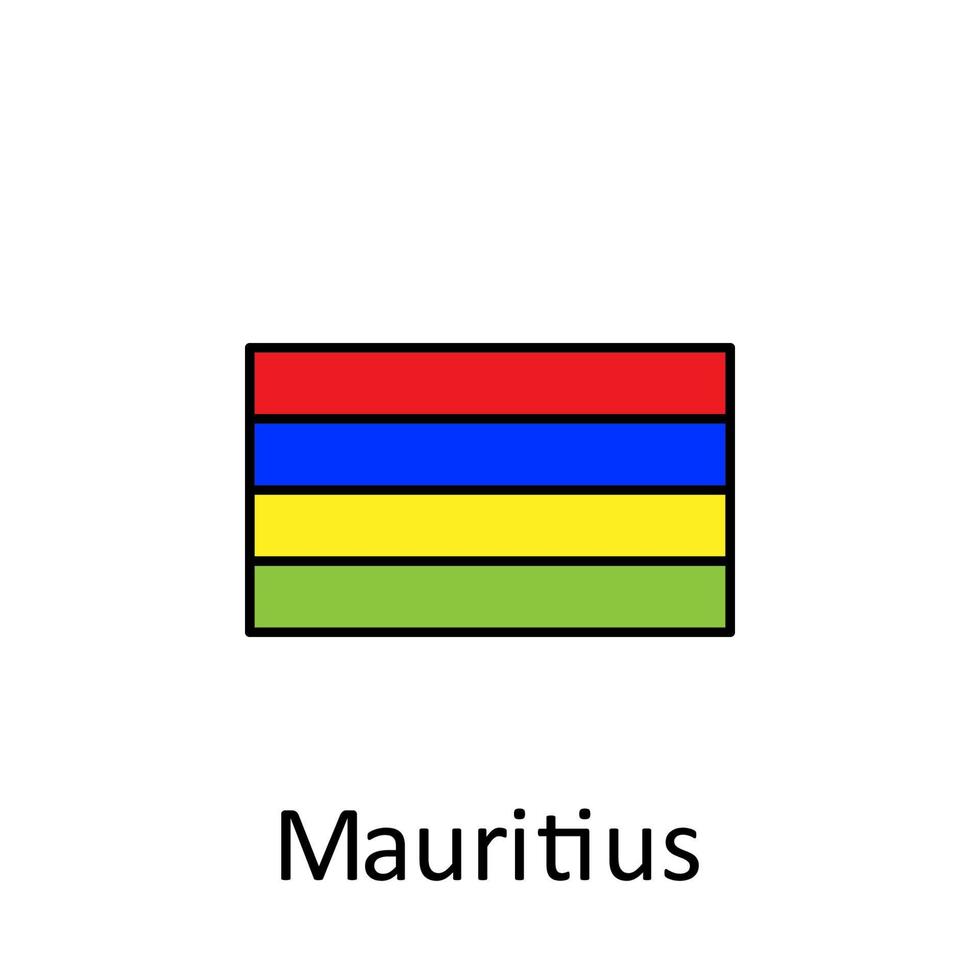 National flag of Mauritius in simple colors with name vector icon illustration
