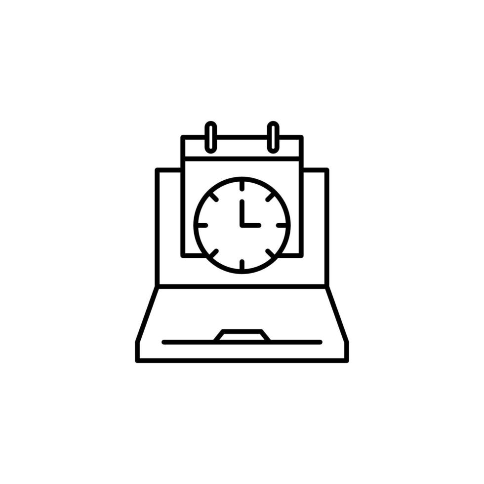 Time management, laptop, time, clock, hour, calendar, day vector icon illustration