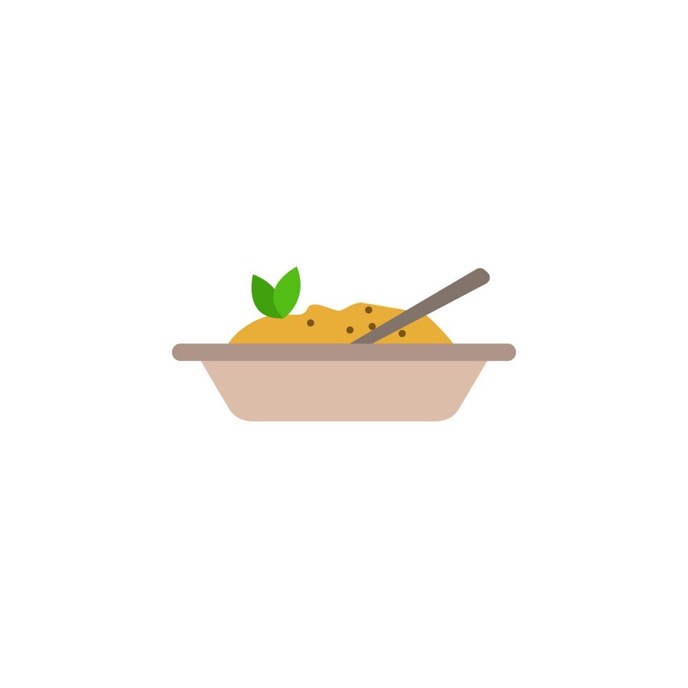 mashed potatoes in a plate colored vector icon illustration